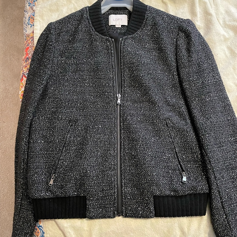 Loft small black knit bomber jacket. Like new. Barely worn